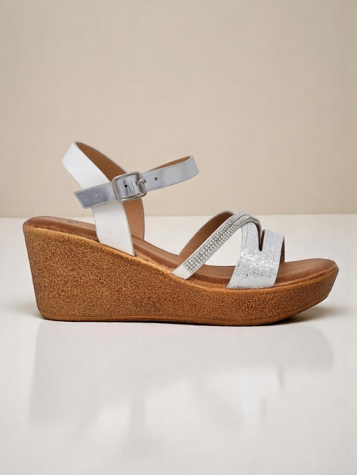 Resti Women's wedge sandals with rhinestones and glitter Eclat