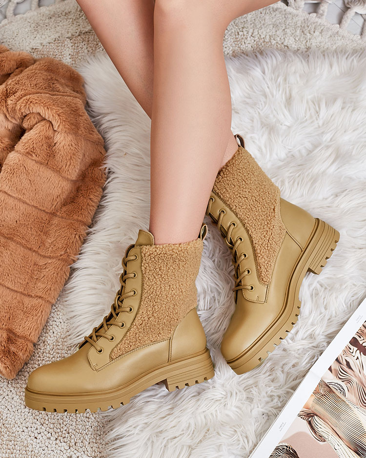 Resti Women&#039;s lace-up boots with sheepskin Setrica