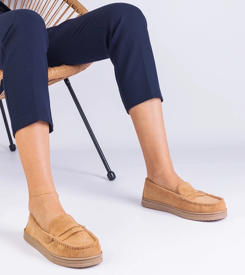 Gemre Mocasini de damă maro din piele ecologică întoarsă Sevilia