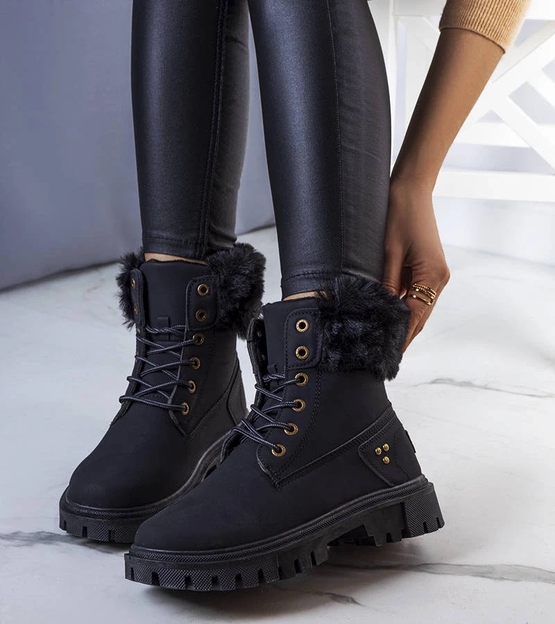D/CEO Black wedge heeled boots Etylioo