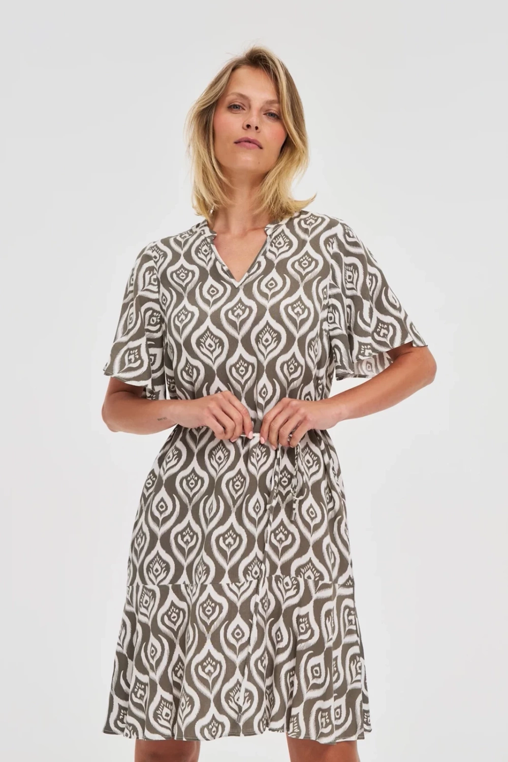 Marisse Patterned Olive Dress