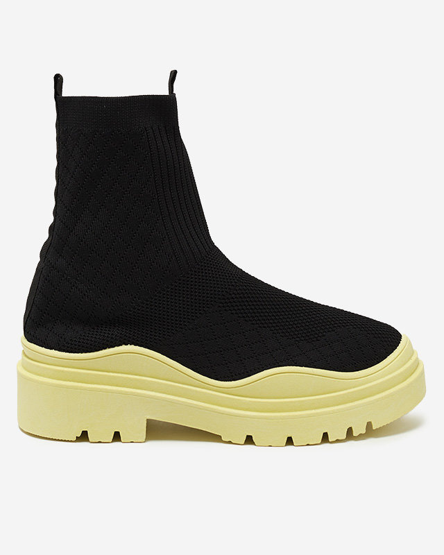 Resti Black and yellow women&#039;s flat-heeled boots Seritis - Footwear