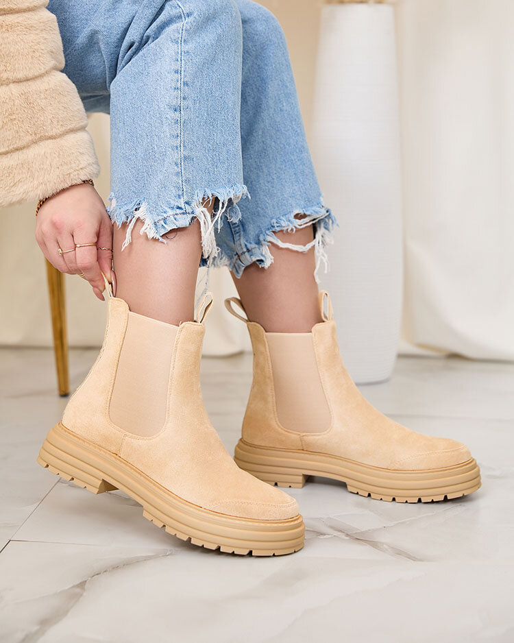 Resti Beige women&#039;s boots with decorative strap Loffdo