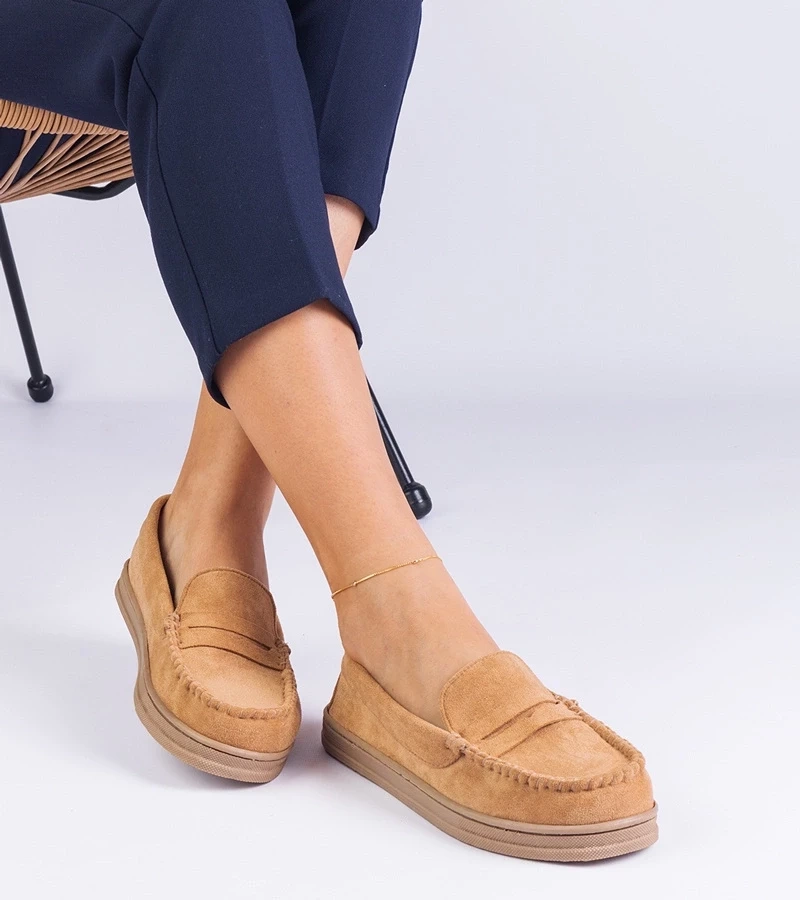 Gemre Mocasini de damă maro din piele ecologică întoarsă Sevilia