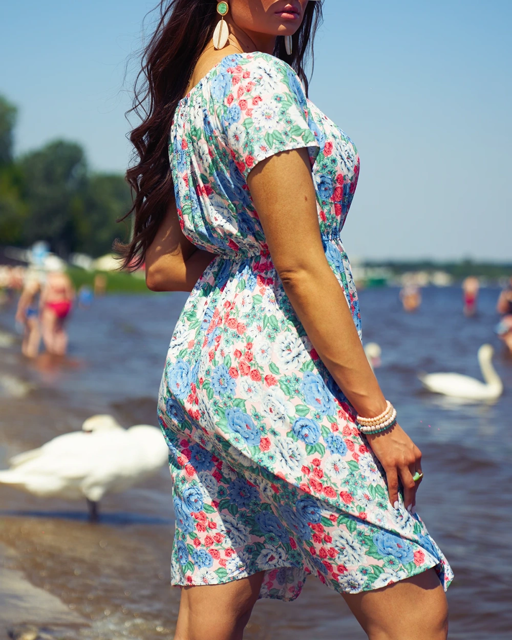 Resti Women's floral mini dress a'la hiszpanka in blue