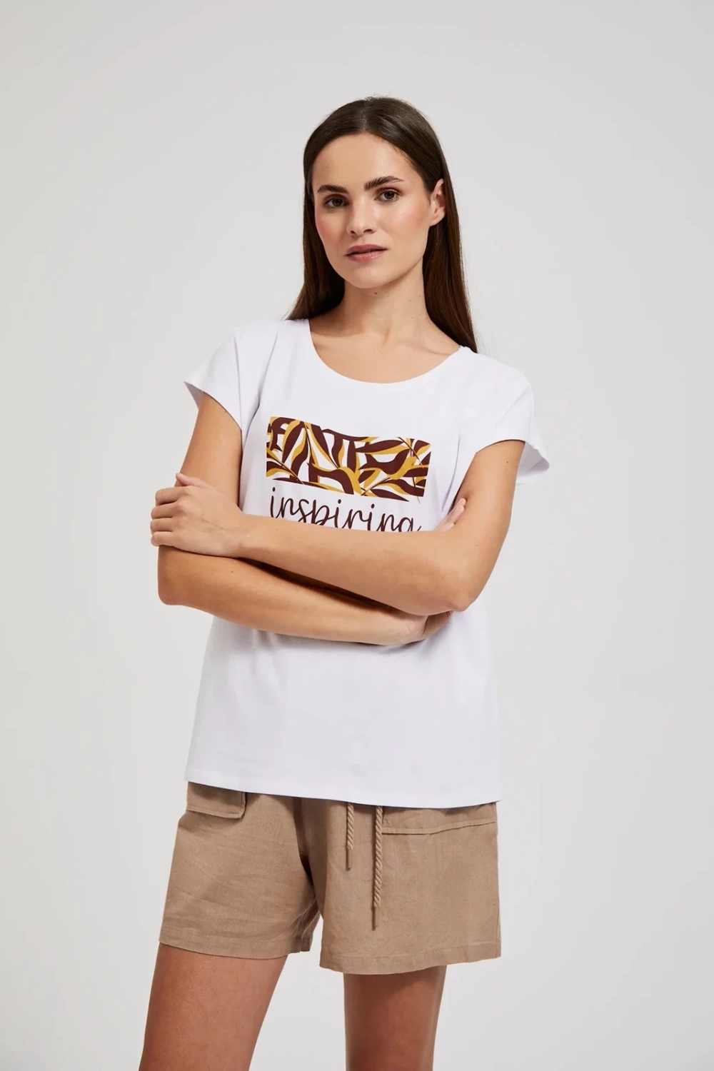 Women's T-shirt with MOODO print - white