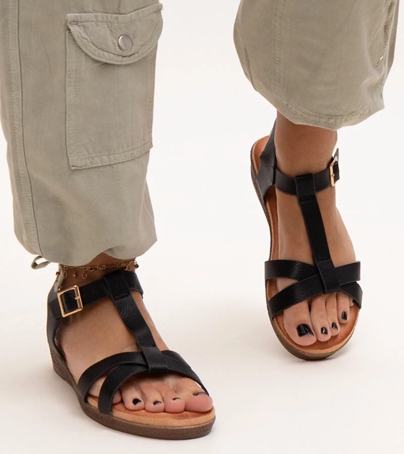 Gemre Sandale negre cu platforma joasă Sherine