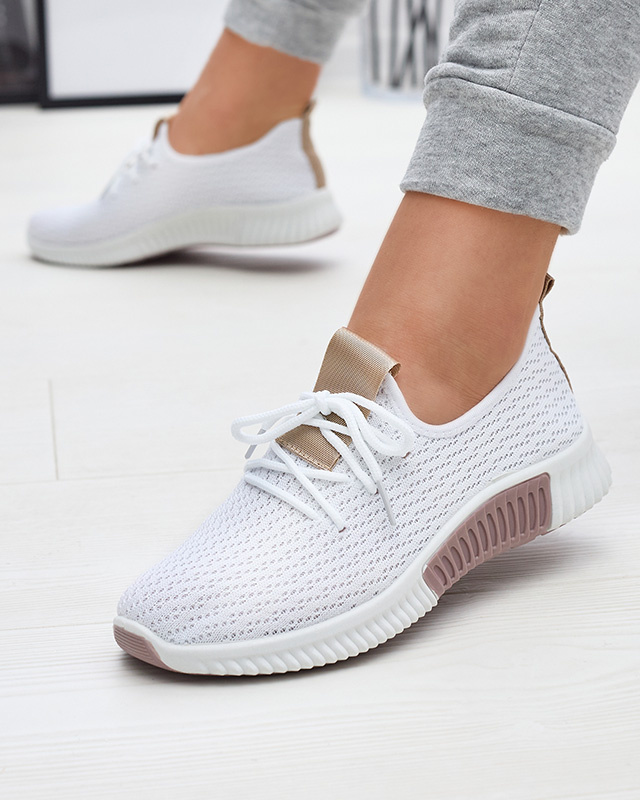 Resti White women&#039;s sports shoes with brown inserts Kedeti - Footwear