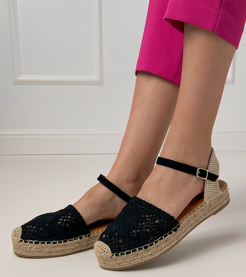 Gemre Sandale negre espadrile decupate Santos