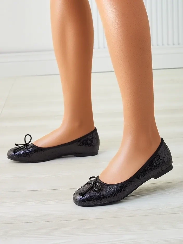 Resti Womens ballet flats with glitter and bow Aramie