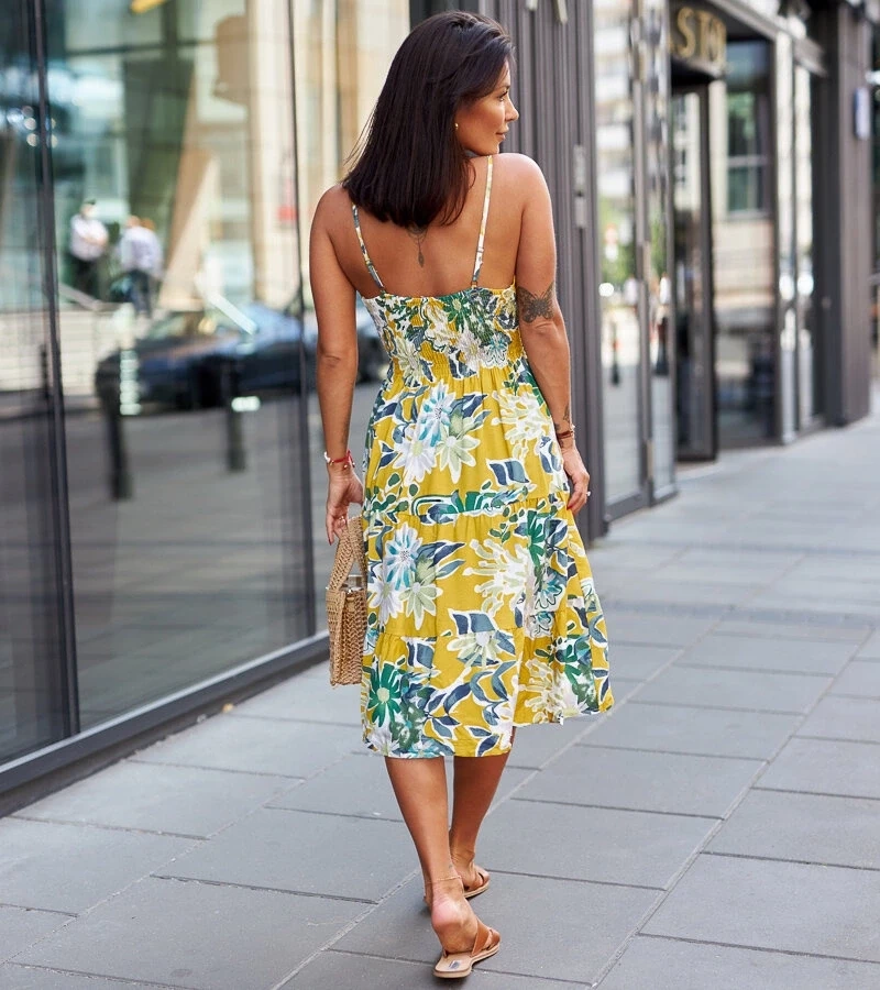 UR/CEO Yellow floral mini dress Brugnetto