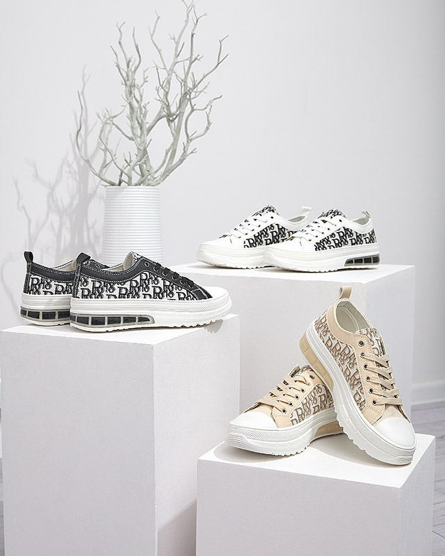 Resti Black patterned women's platform sneakers Neriwas - Footwear