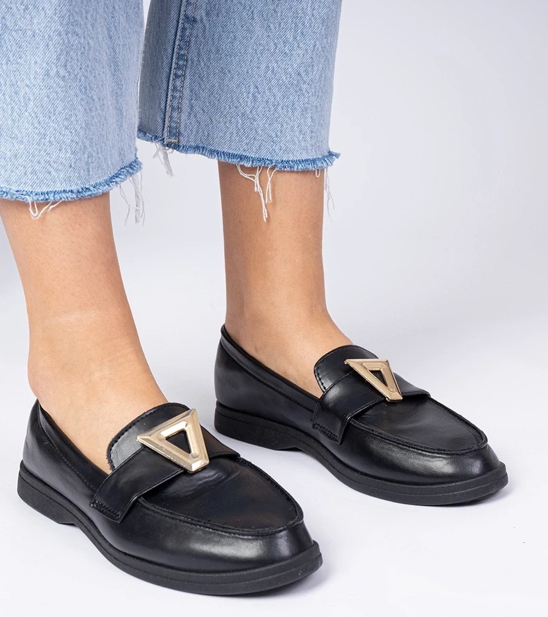 Gemre Mocasini negri de damă cu ornament elegant Viletta