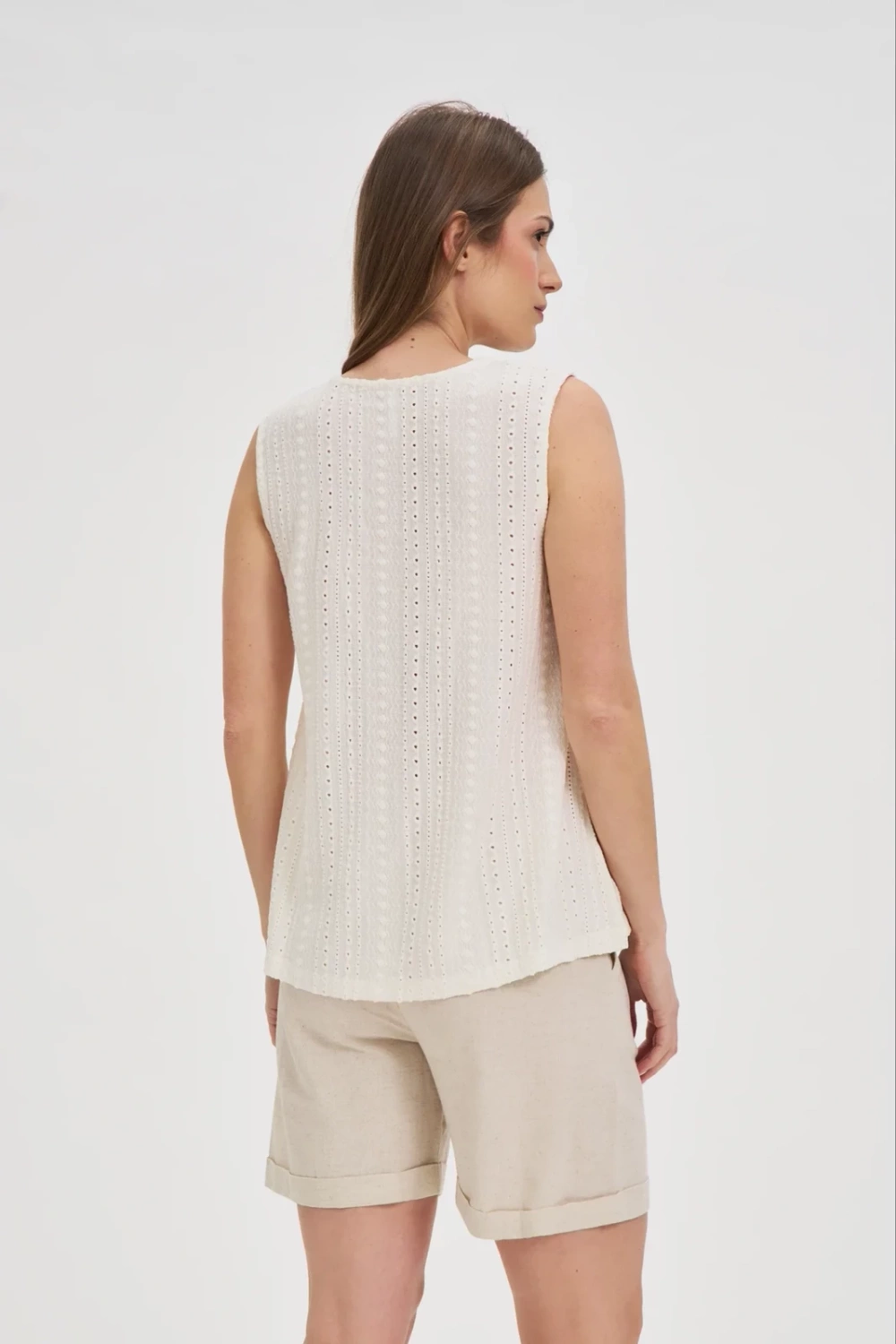 Marisse Ecru V-Neck Top