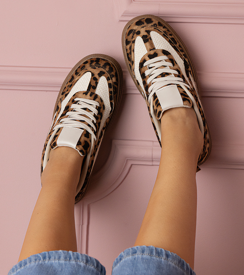 Gemre Adidași cu talpă groasă cu imprimeu de panteră Kamela