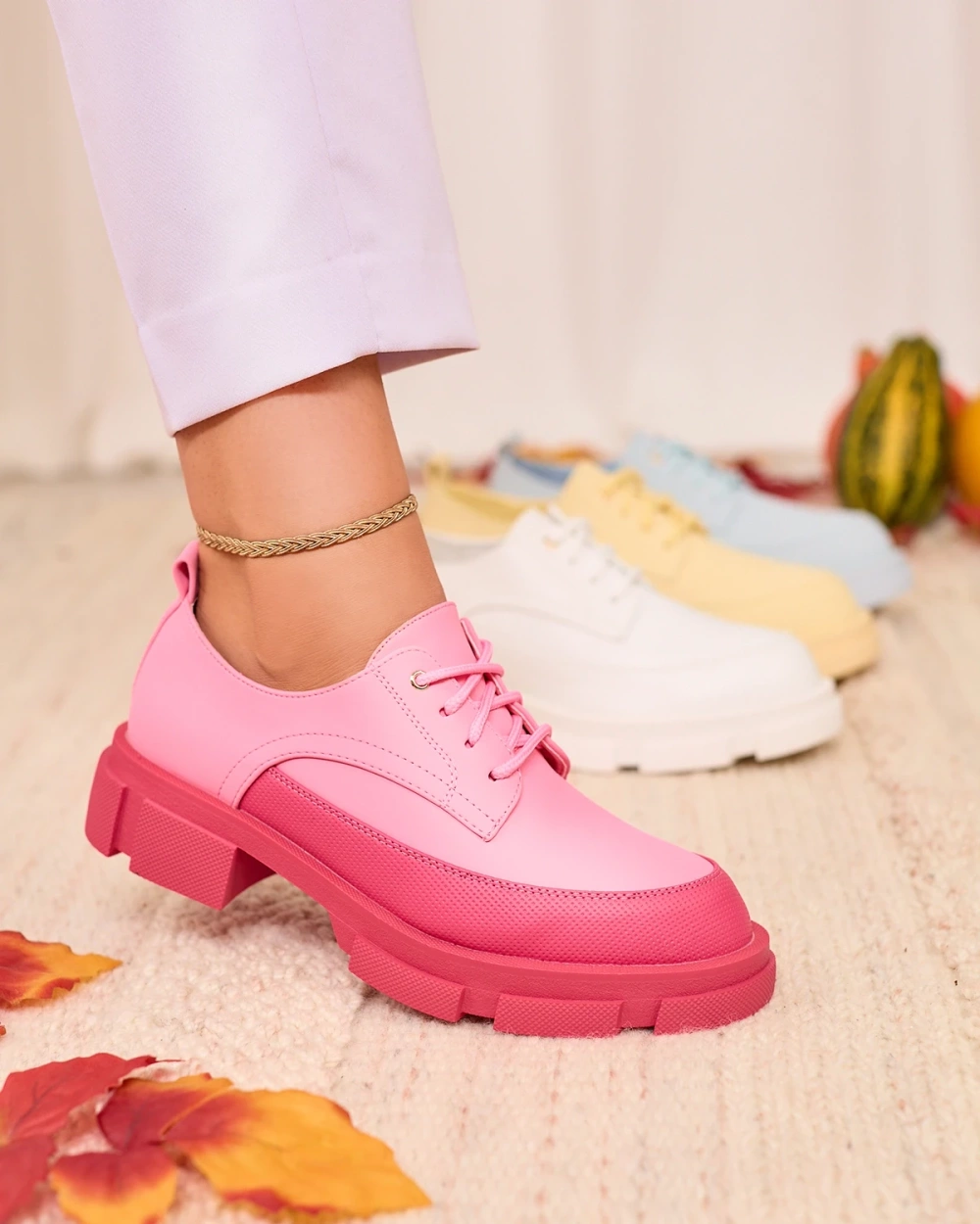 Resti Pink Women's Matte Half Shoes on a Solid Sole Trendy Chunky