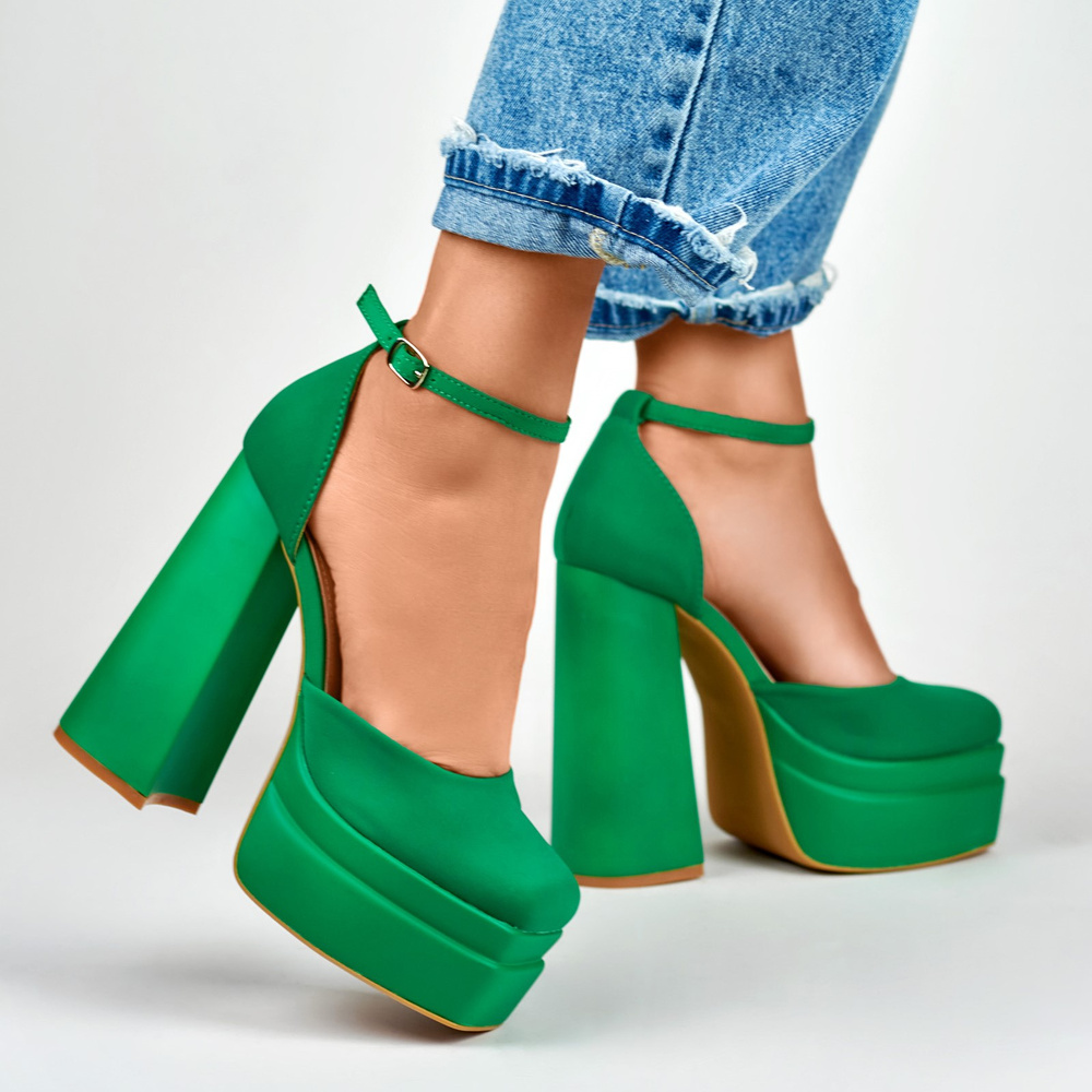 primohurt Zielone sandały na wysokim słupku Libby