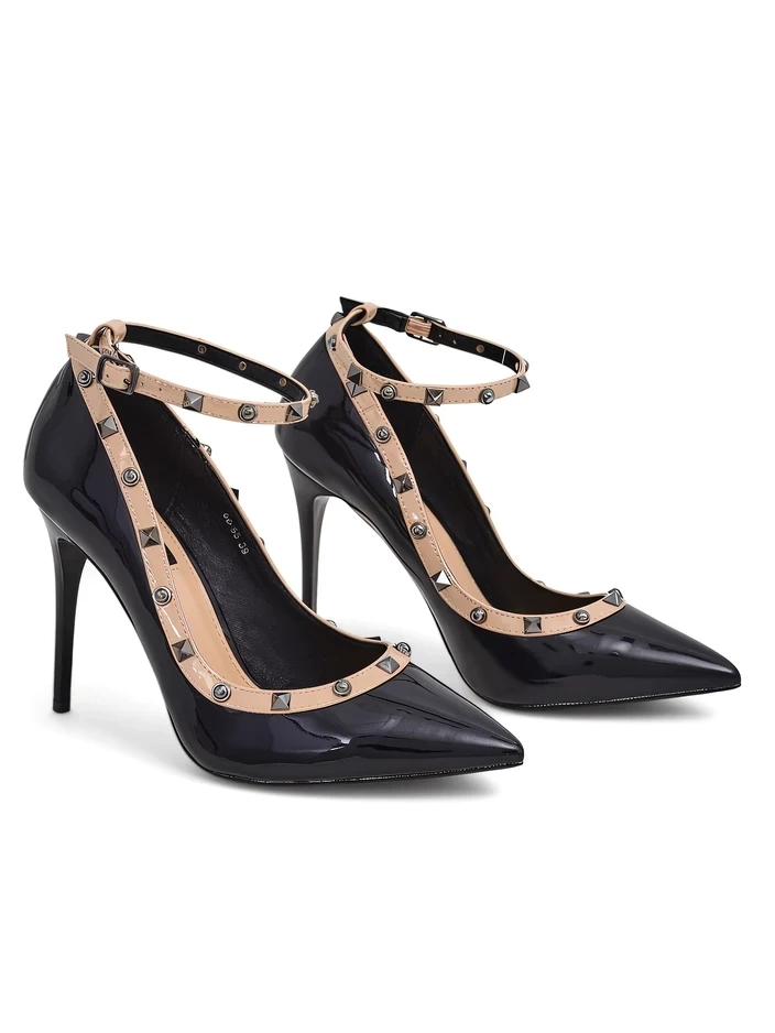 Resti Lacquered women&#039;s stiletto heels with rhinestones Qoscalle