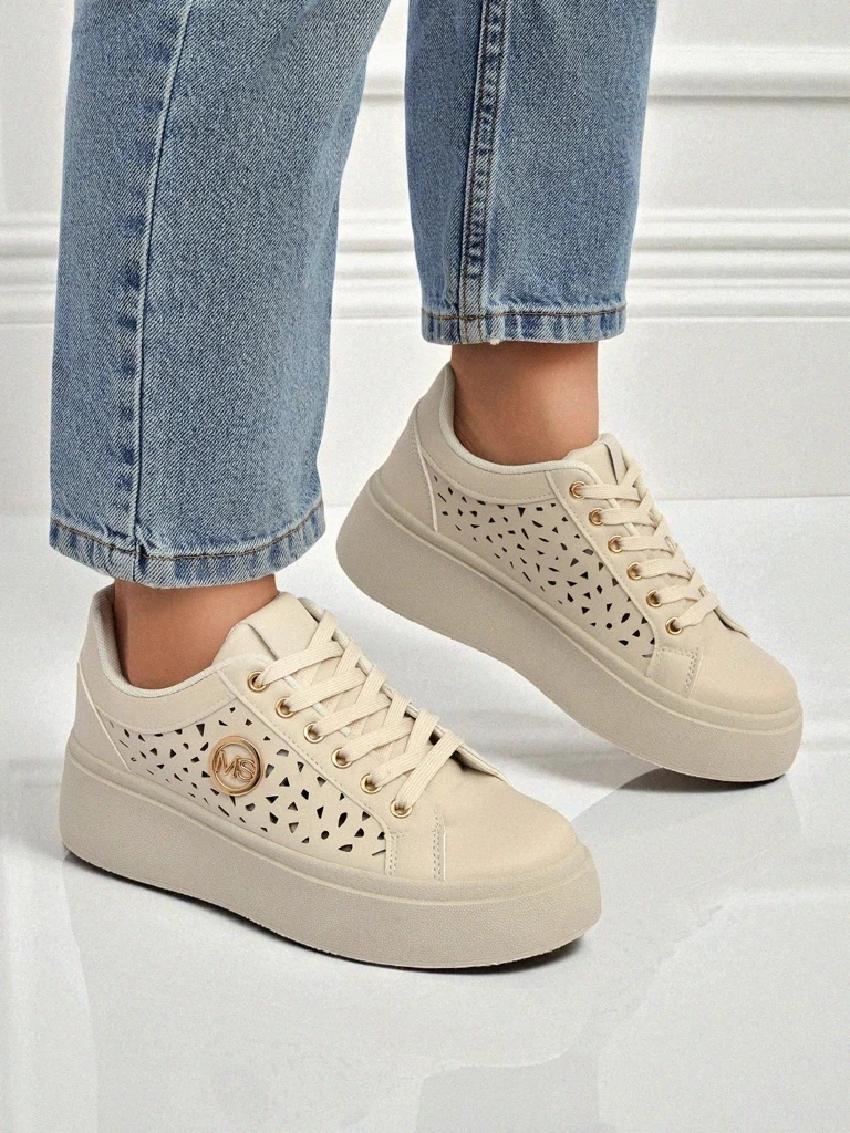 Resti Women&#039;s Ecru Platform Sneakers Boreas Eco Leather