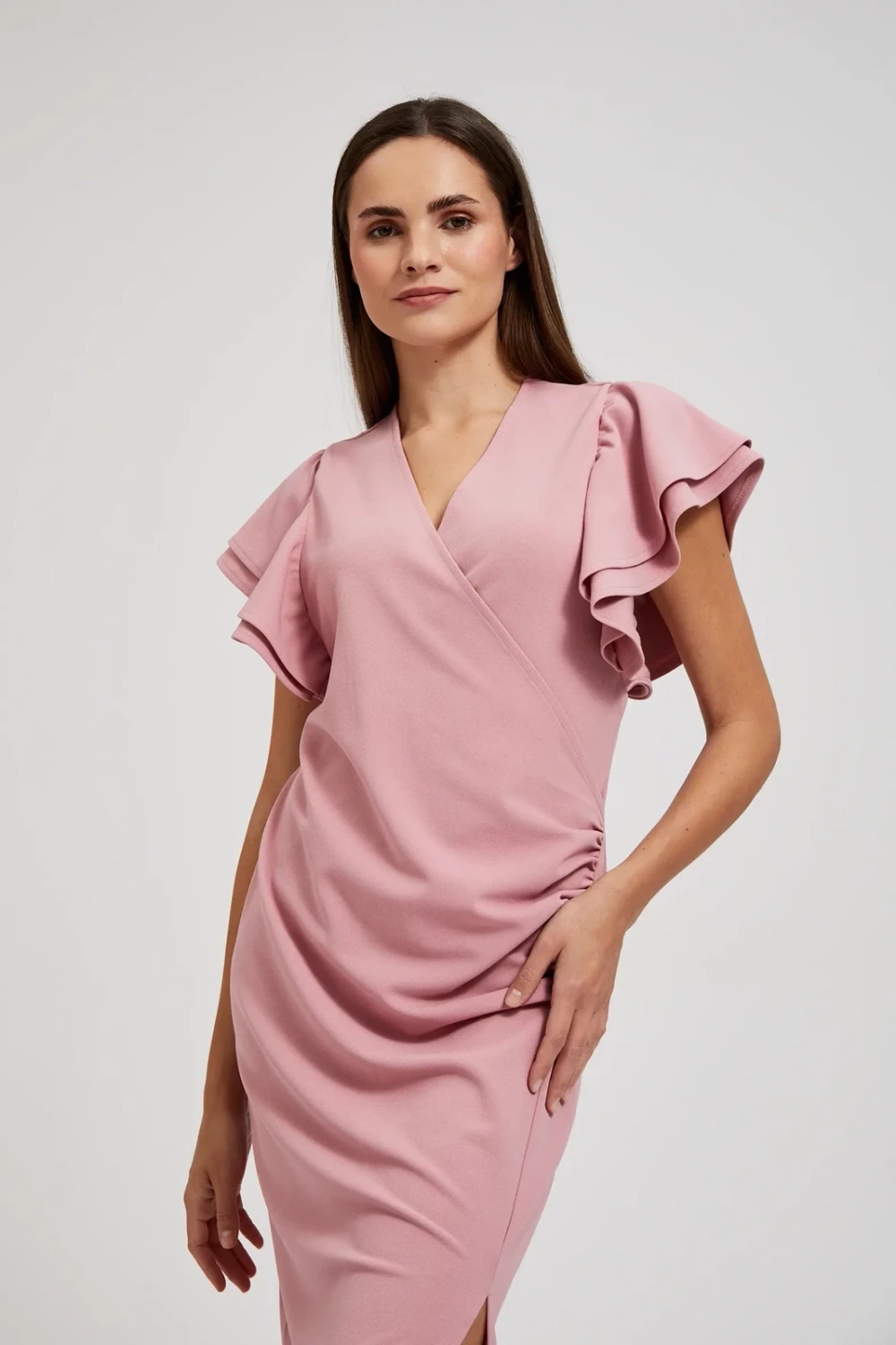 Women's midi dress MOODO - dusty pink