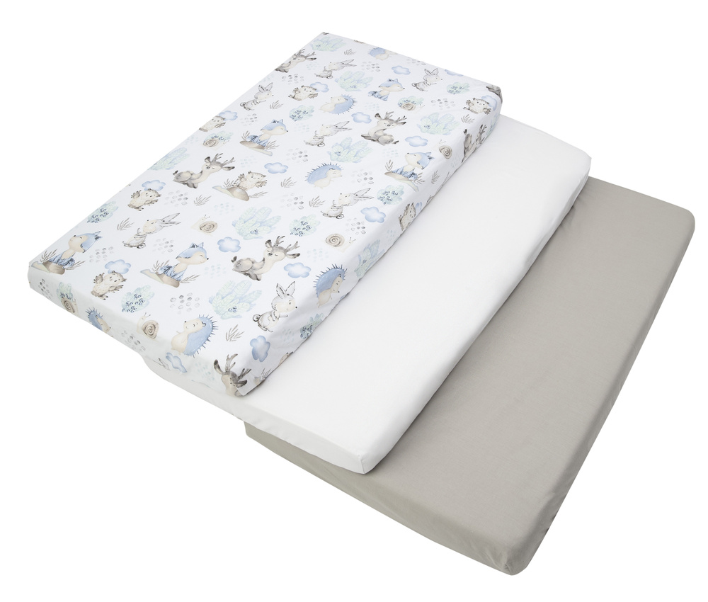 Medi Partners Set of 3 pcs. Fitted Sheet 60x120 cm 100% Cotton Baby Bed Linen Mattress