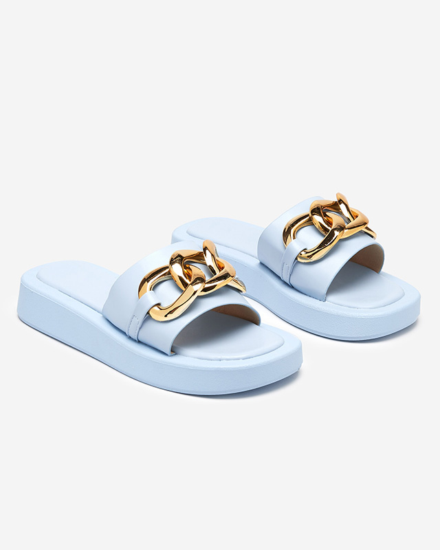 Resti Women&#039;s blue slippers with a gold chain Reteris - Footwear