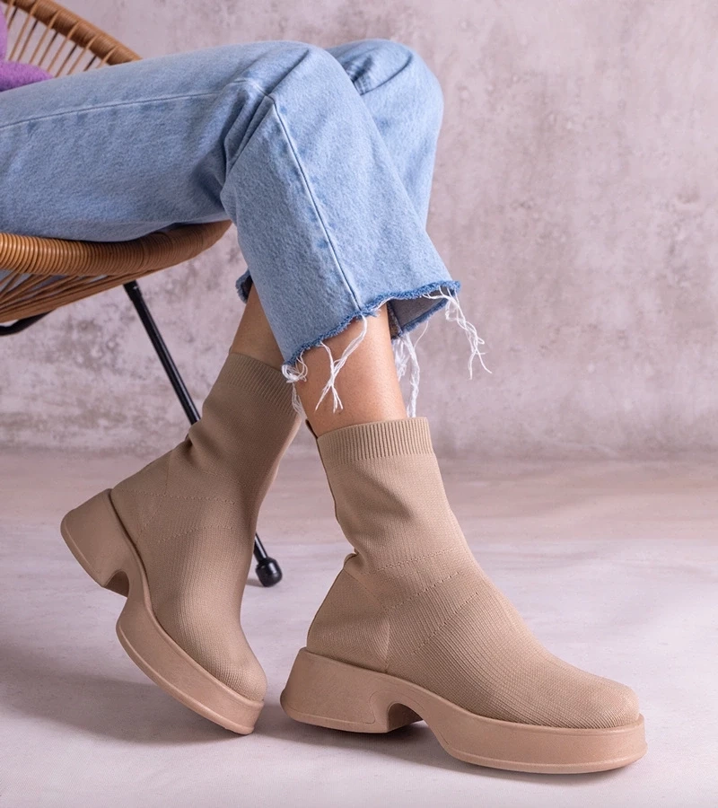 Gemre Botine bej cu față elastică Evel