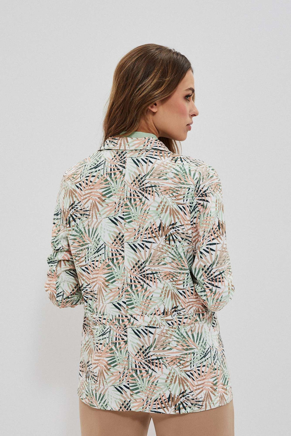 Marisse Tropical Print Jacket L-Mr-3704 White