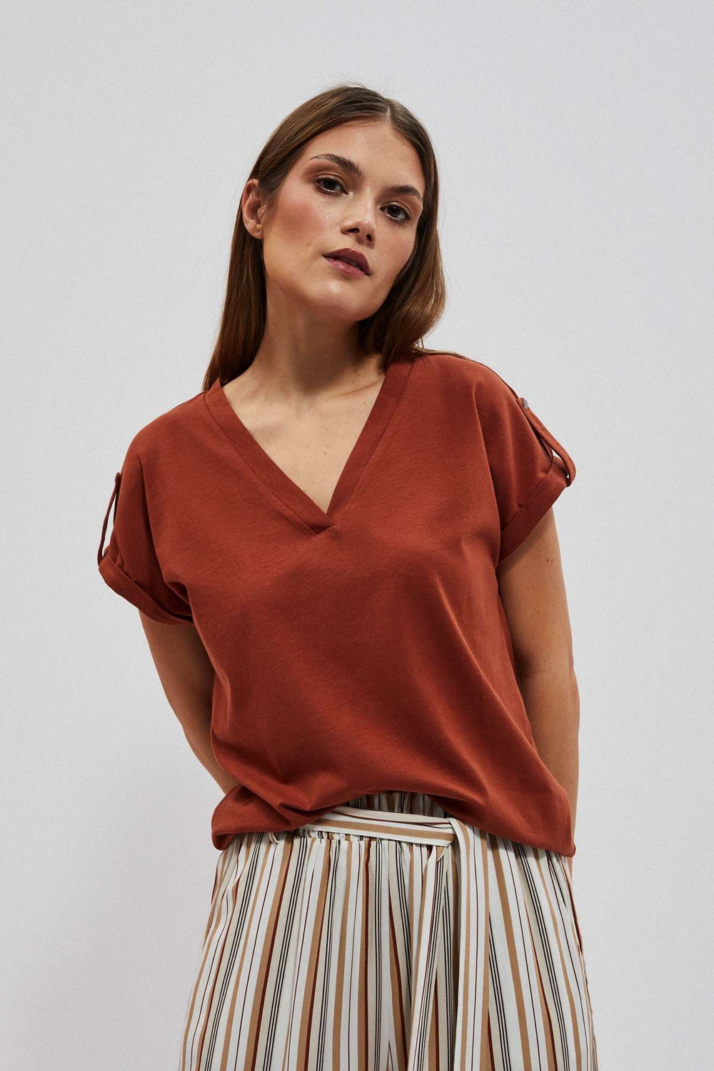 Marisse Women&#039;s T-Shirt L-Ts-4076 Brown