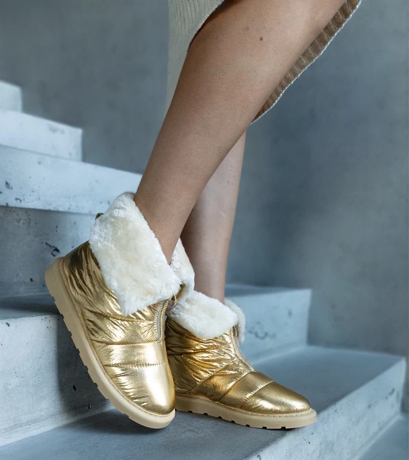 marka niezdefiniowana Gold insulated snow boots with collar Edidda