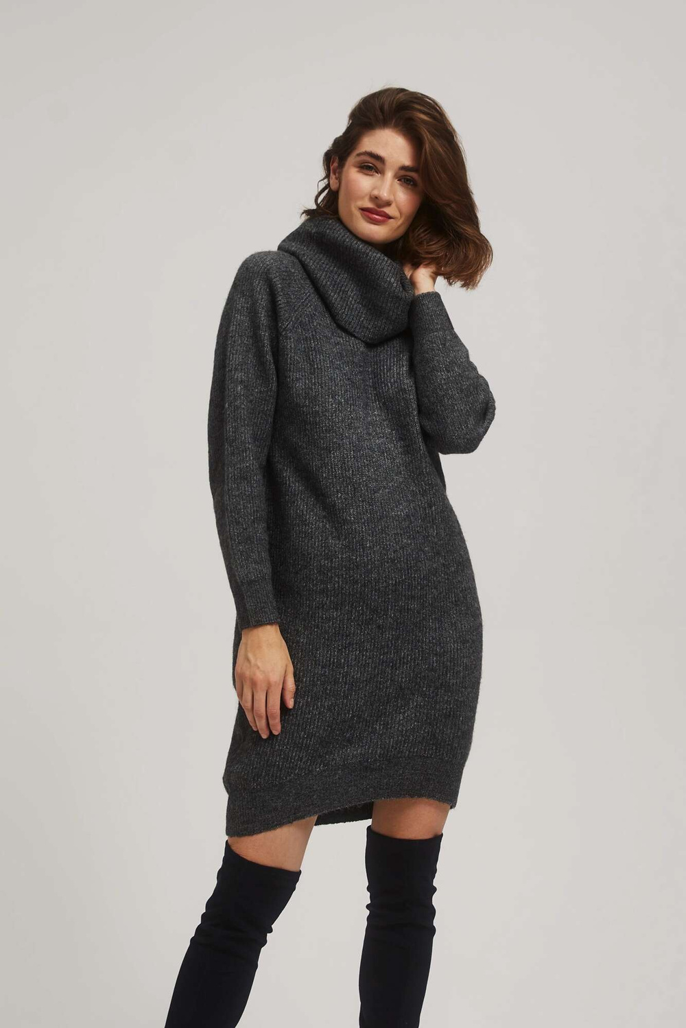Marisse Graphite Turtleneck Sweater Dress