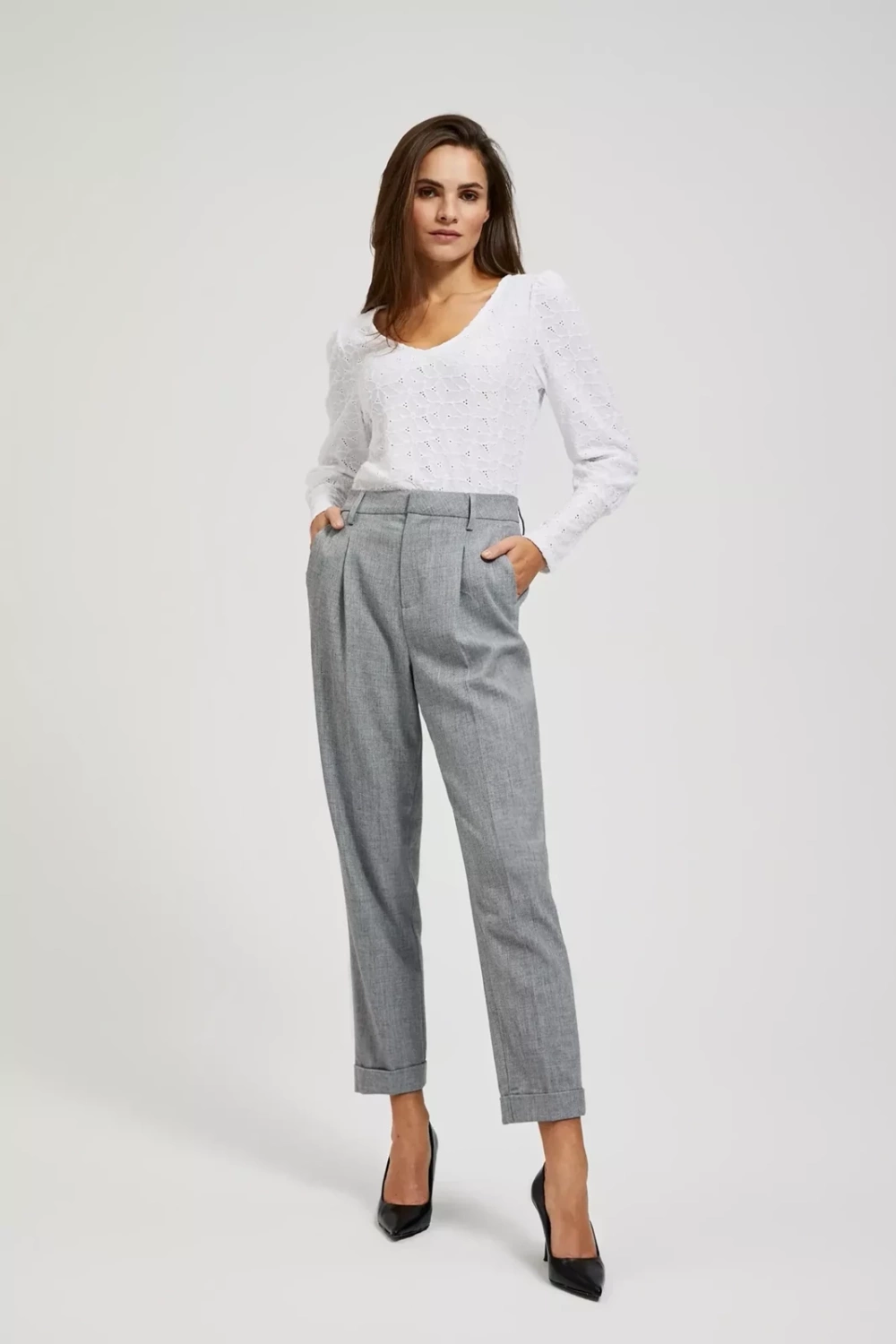 Openwork blouse with a V-neck