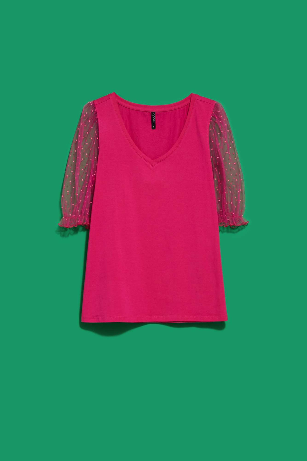 Blouse with decorative sleeves - pink