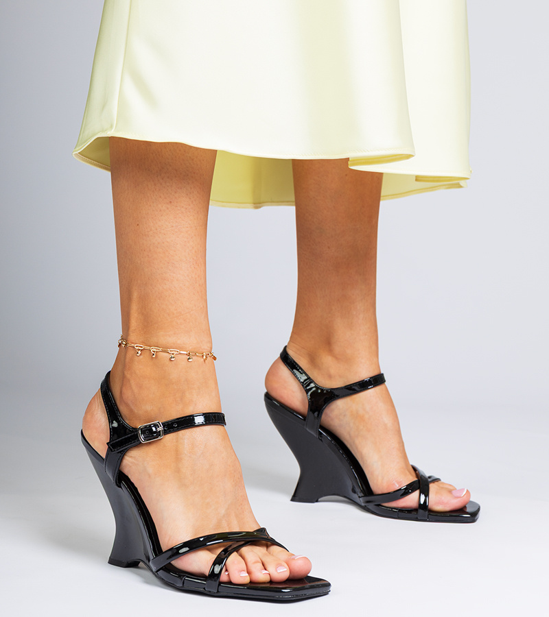 marka niezdefiniowana Black women&#039;s wedge sandals Jessy