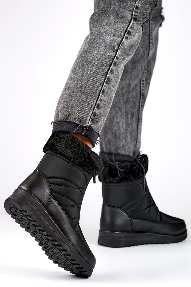 primohurt Czarne śniegowce na rzep buty ocieplane na zimę