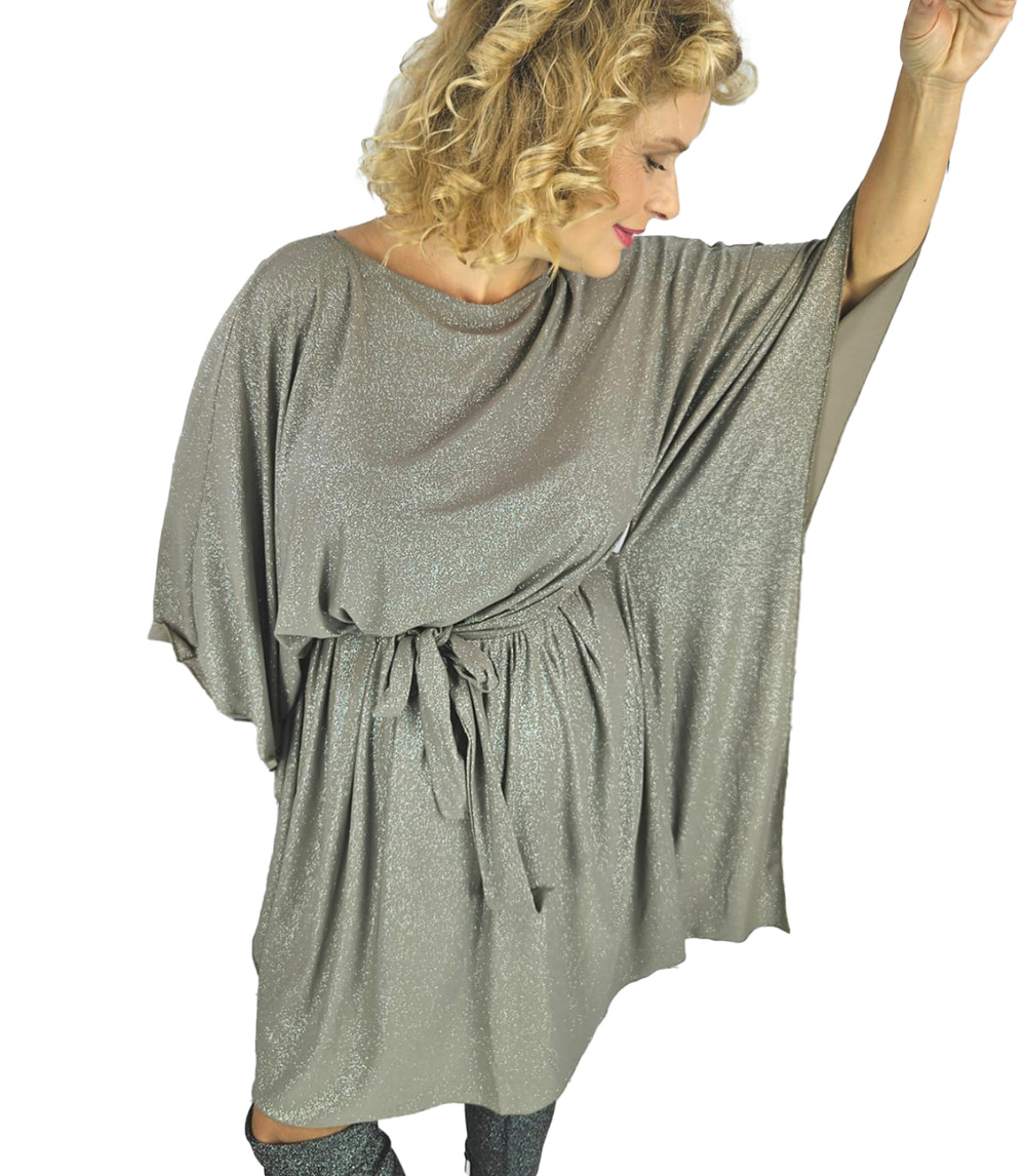 Pri Brocade Butterfly Tunic Dress tied at the waist ELENA