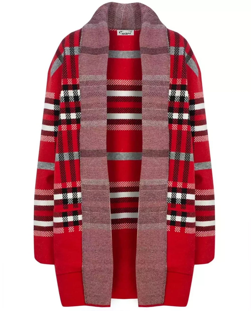 Pri WARM Sweater. Checkered cardigan overlay