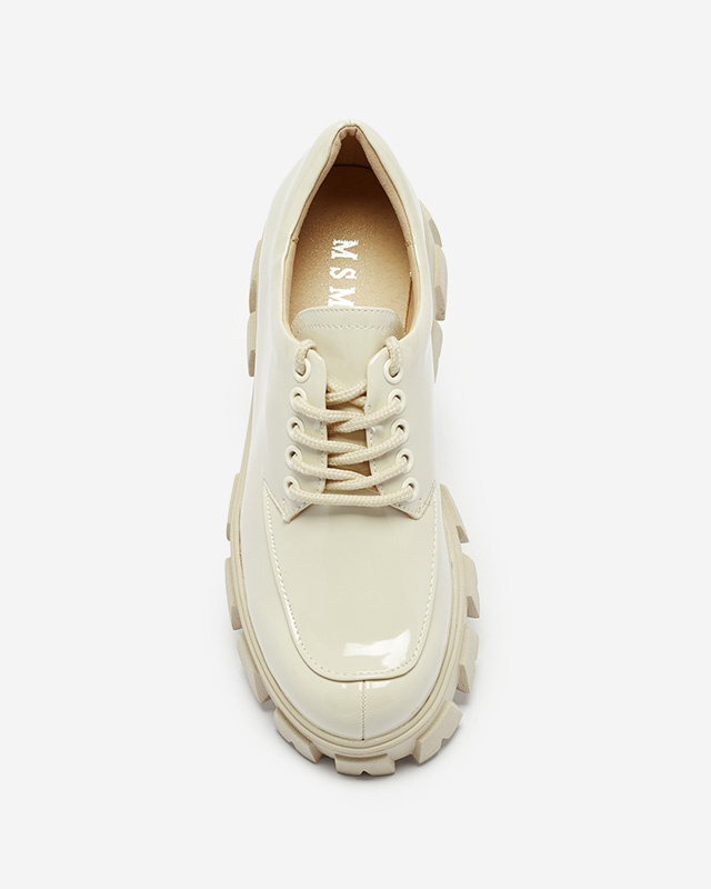 Resti Women's light beige lacquered lace-up shoes Ginara - Footwear