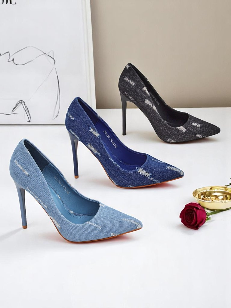 Resti Royal Fashion Women&#039;s Denim Chic Stiletto Pumps