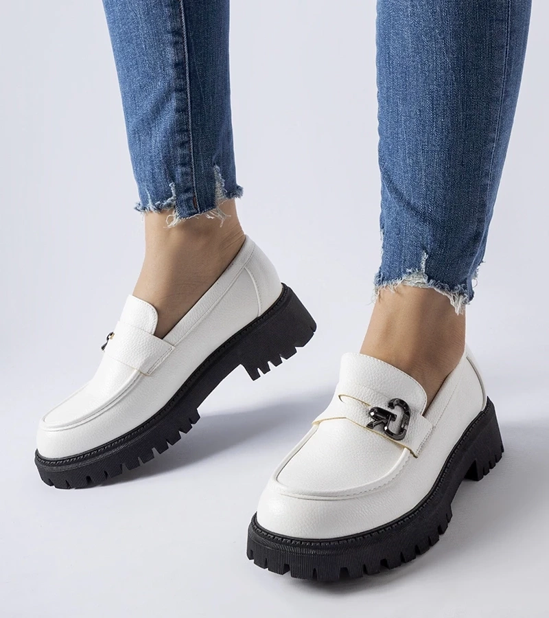 Gemre Mocasini alb-negru cu cataramă Francesca