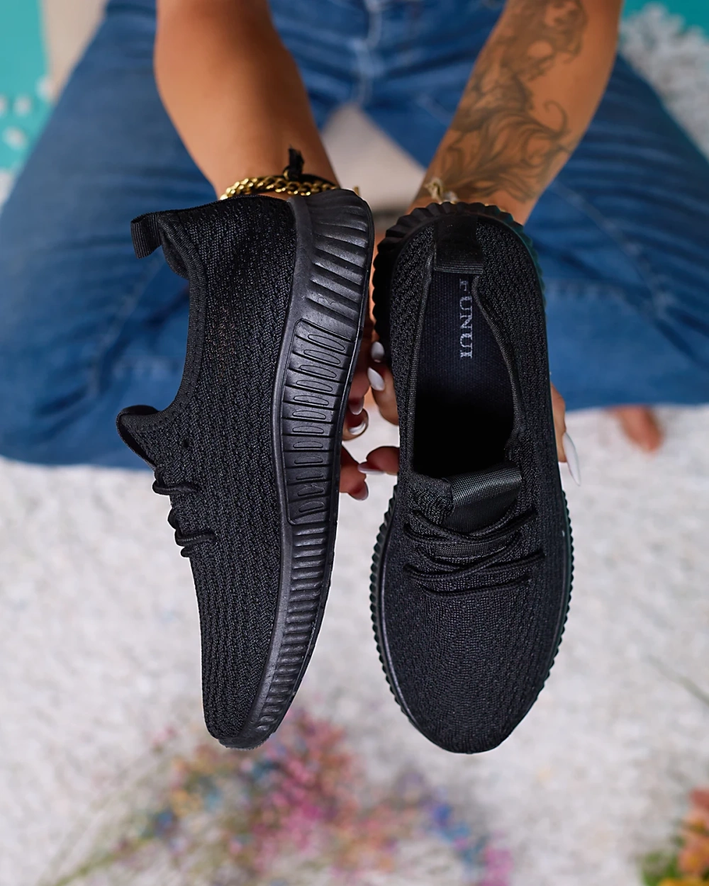 Resti Black women's fabric sports shoes Vobbu- Footwear