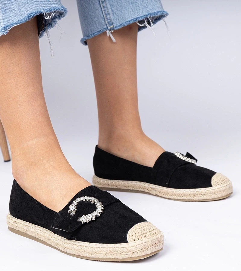 Gemre Espadrile negre decorate cu strasuri Maruta