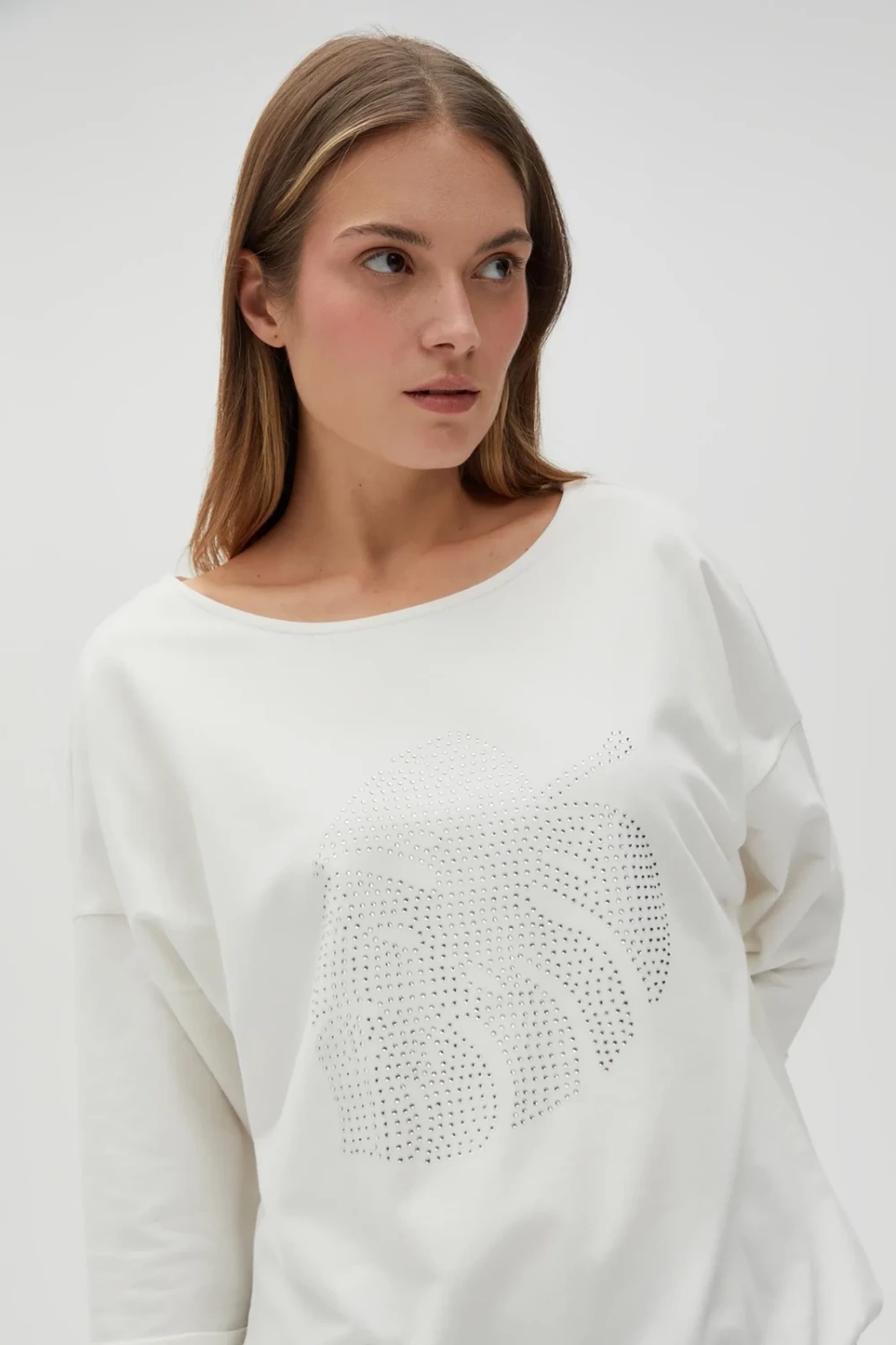 Marisse Women&#039;s Sweatshirt L-Bl-4600 Off White