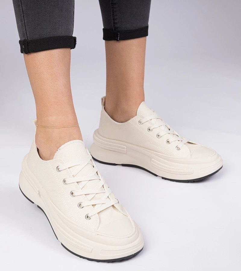 Gemre Adidași bej pentru femei din material Katerin