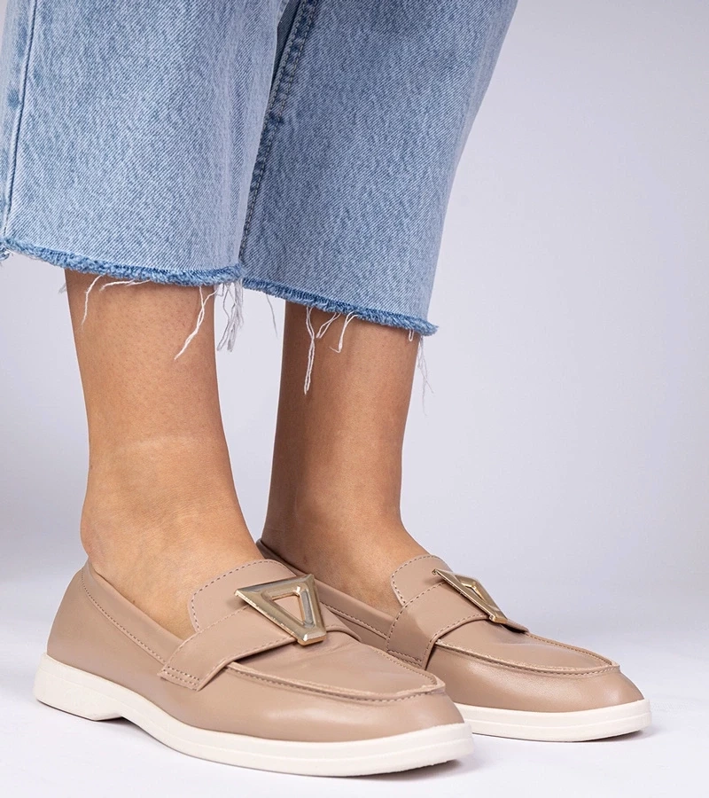 Gemre Mocasini de damă bej-închis cu decorațiune elegantă Viletta