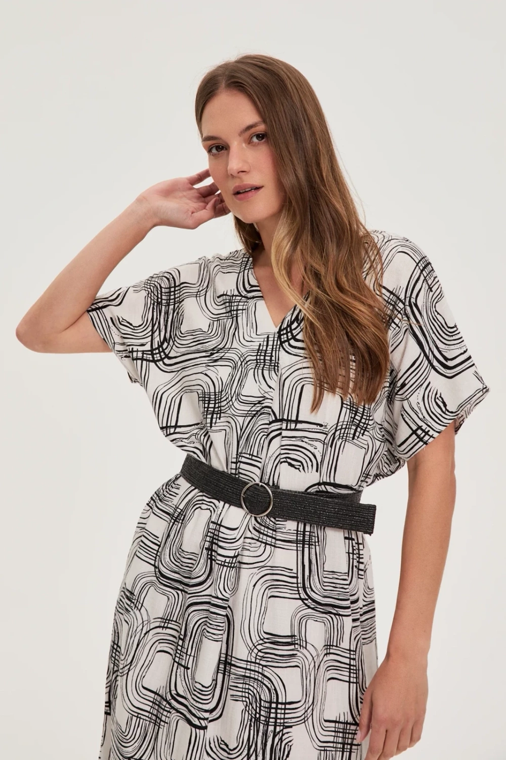 Marisse Viscose And Linen White Dress