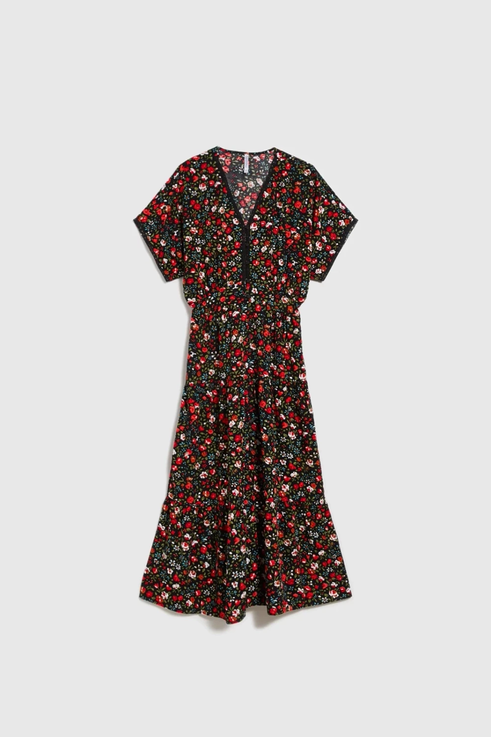 Marisse Black Floral Midi Dress