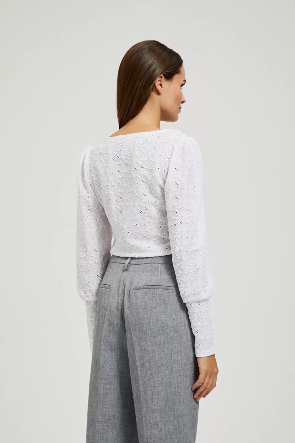 Openwork blouse with a V-neck