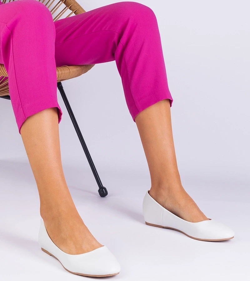 Gemre Balerini albi cu platformă ascunsă din piele ecologică Savelia