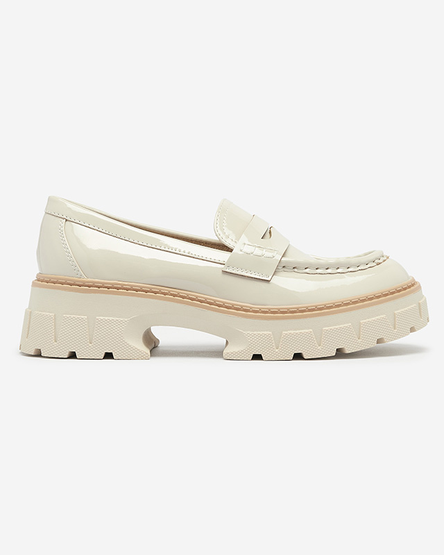 Resti Beige lacquered moccasins for women Mewira - Footwear